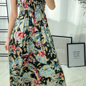 Elena kjole lang med blomsterprint